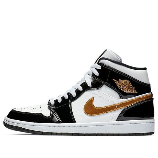 Air Jordan 1 Mid Patent 'Black Gold'  852542-007 Vintage Sportswear