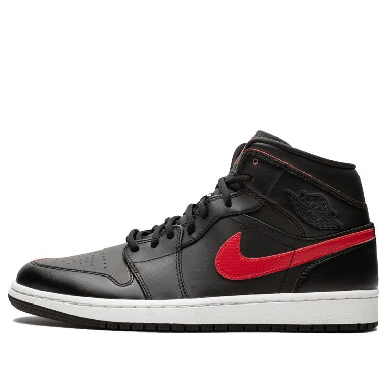 Air Jordan 1 Retro Mid 'Black Team Red'  554724-009 Signature Shoe