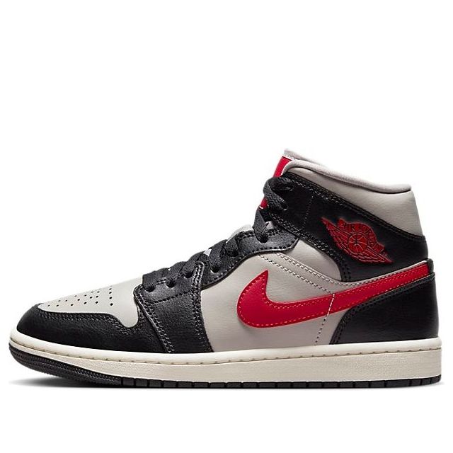 (WMNS) Air Jordan 1 Mid 'Black Gym Red Grey'  BQ6472-060 Classic Sneakers